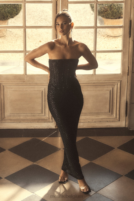 Gemma strapless maxi-jurk met pailletten Meshki zwart N4JN38 kleding