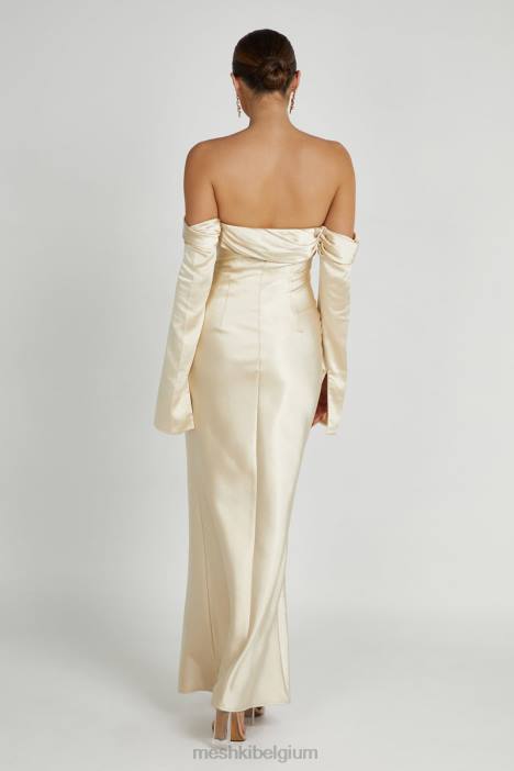 Giselle maxi-jurk met blote schouder en gedrapeerde hals Meshki goud N4JN120 kleding