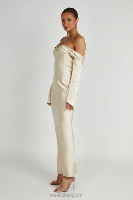 Giselle maxi-jurk met blote schouder en gedrapeerde hals Meshki goud N4JN120 kleding