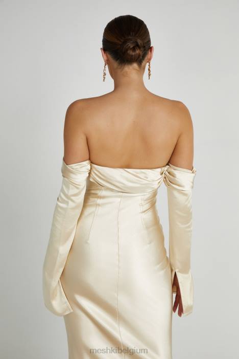 Giselle maxi-jurk met blote schouder en gedrapeerde hals Meshki goud N4JN120 kleding