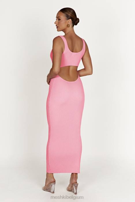Hadley gebreide maxi-jurk zonder rug Meshki snoep roze N4JN496 kleding