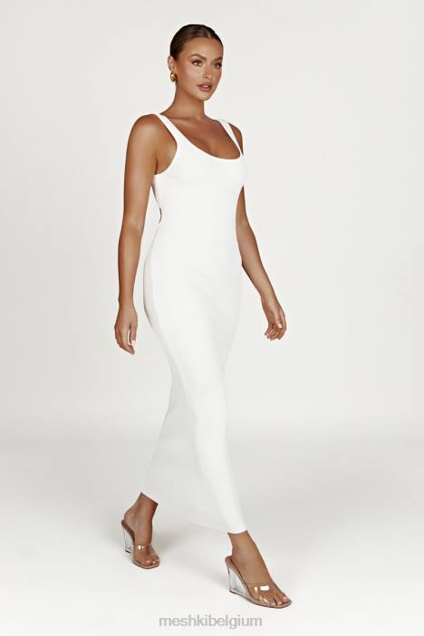 Hadley gebreide maxi-jurk zonder rug Meshki wit N4JN503 kleding