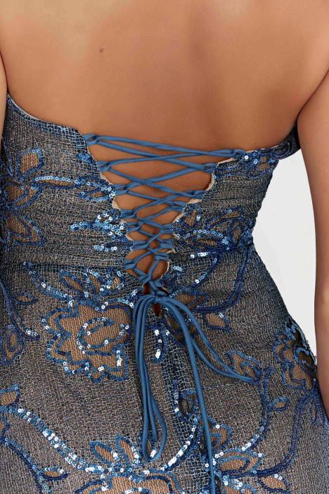 Harriet maxi-jurk met pailletten Meshki blauw N4JN446 kleding