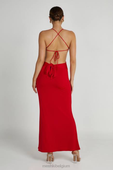 Indiana soepelvallende maxi-jurk Meshki rood N4JN240 kleding