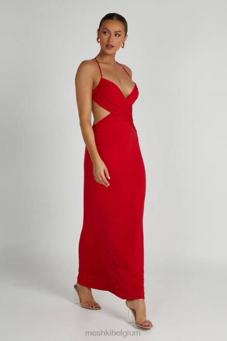 Indiana soepelvallende maxi-jurk Meshki rood N4JN240 kleding