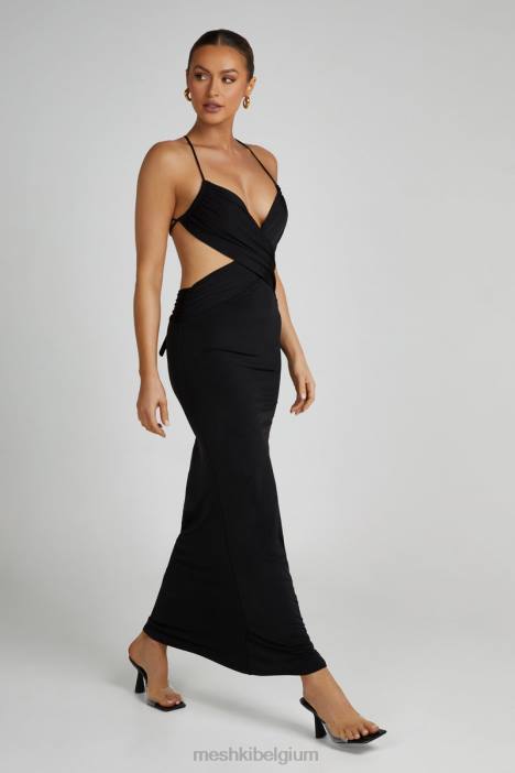 Indiana soepelvallende maxi-jurk Meshki zwart N4JN296 kleding