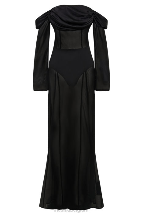 Ivanna off-shoulder maxi-jurk van chiffon Meshki zwart N4JN55 kleding