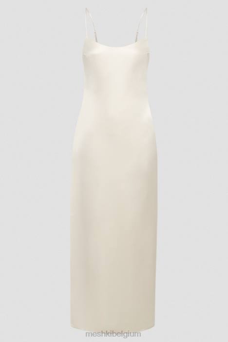 Jacinda satijnen maxi-slipjurk Meshki ivoor N4JN373 kleding
