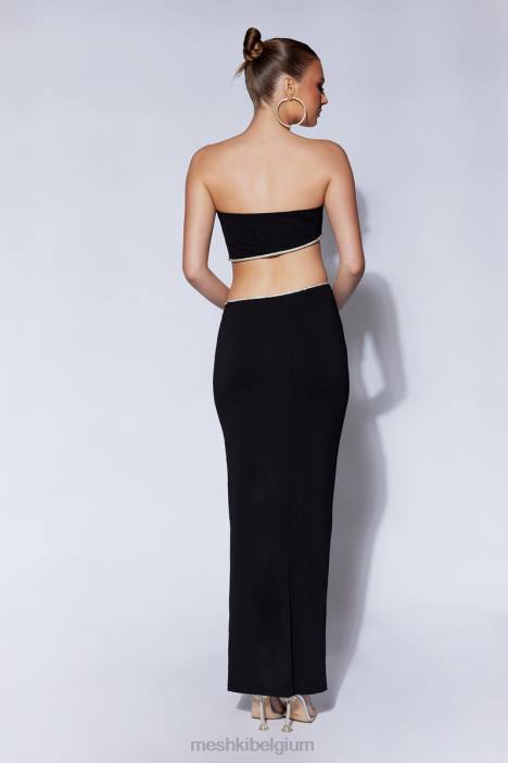 Jaden strapless maxi-jurk met uitsnijding Meshki zwart N4JN687 kleding