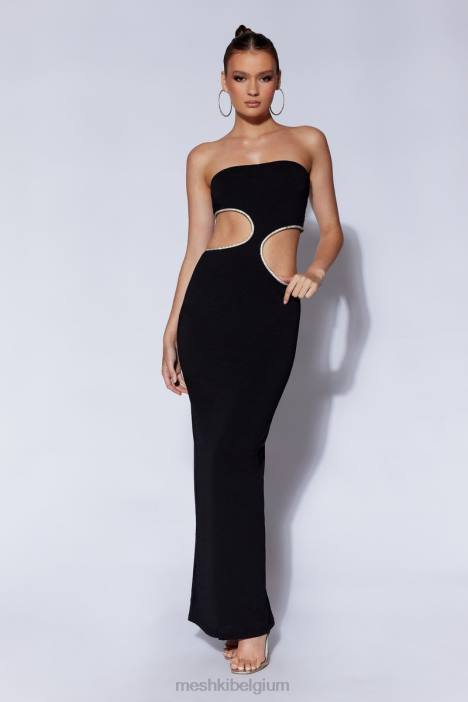 Jaden strapless maxi-jurk met uitsnijding Meshki zwart N4JN687 kleding