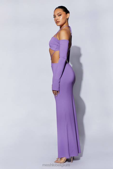 Jules maxi driehoekige jurk met uitsnijding Meshki paars N4JN712 kleding