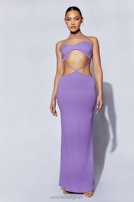 Jules maxi driehoekige jurk met uitsnijding Meshki paars N4JN712 kleding