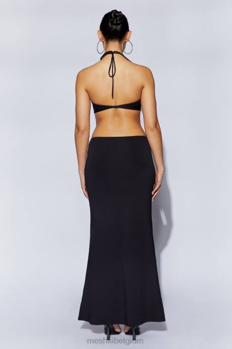 Jules maxi driehoekige jurk met uitsnijding Meshki zwart N4JN688 kleding