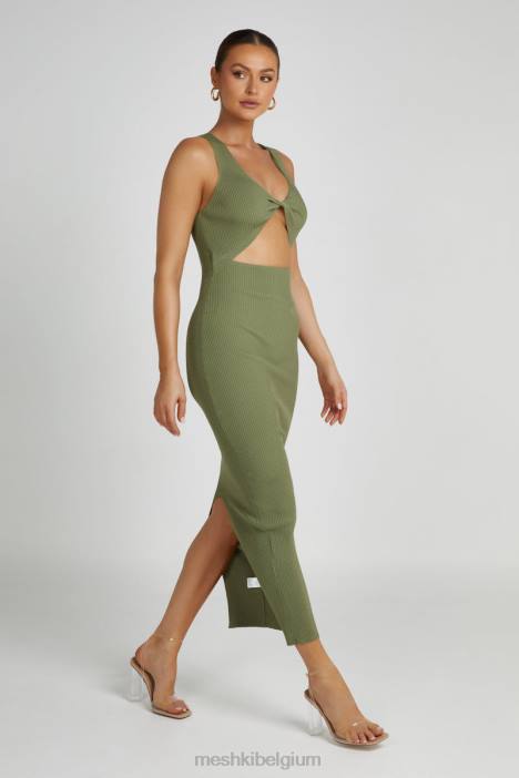 Kaesha gebreide maxi-jurk Meshki olijf N4JN241 kleding