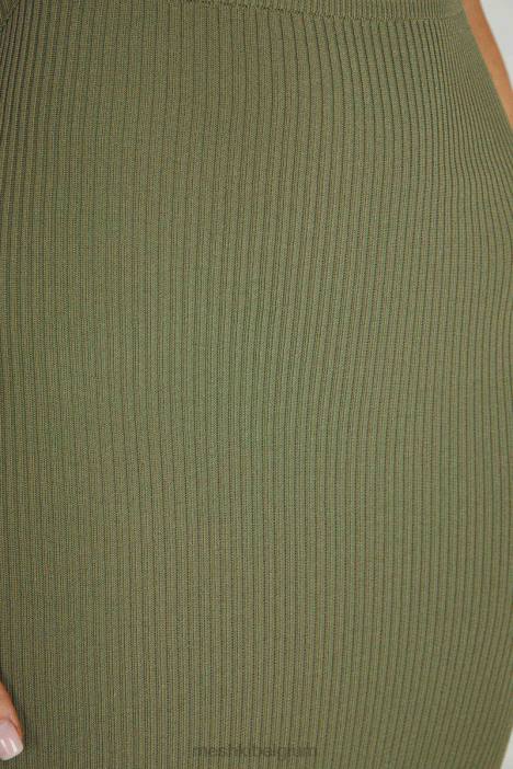Kaesha gebreide maxi-jurk Meshki olijf N4JN241 kleding