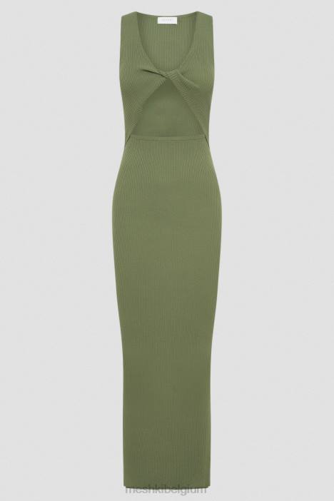 Kaesha gebreide maxi-jurk Meshki olijf N4JN241 kleding