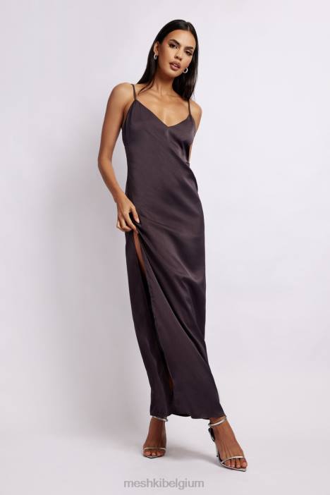 Karissa maxi-jurk met zijsplit Meshki houtskool N4JN532 kleding