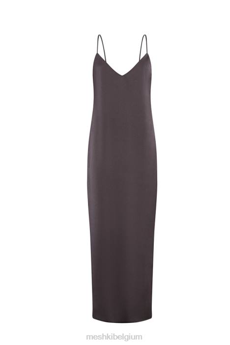 Karissa maxi-jurk met zijsplit Meshki houtskool N4JN532 kleding