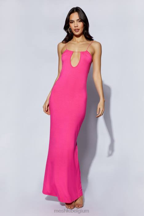 Kirsty maxi-jurk met bandjes en cirkeluitsnijding Meshki fuchsia N4JN622 kleding