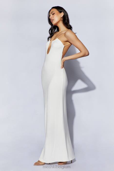 Kirsty maxi-jurk met bandjes en cirkeluitsnijding Meshki wit N4JN690 kleding
