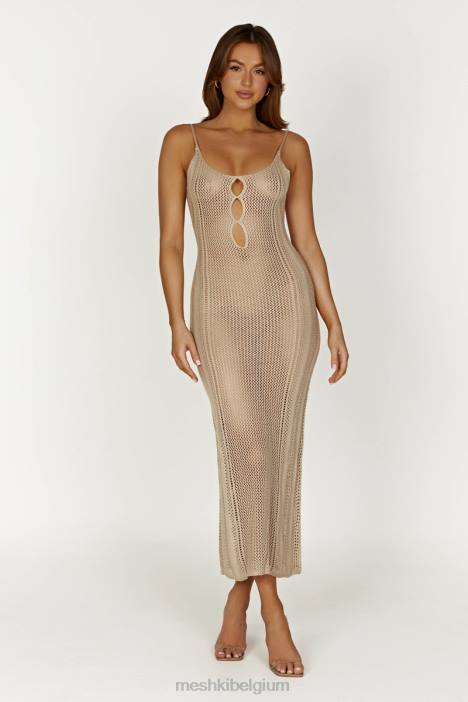 Lily maxi-jurk van gemengd garen Meshki taupe N4JN485 kleding