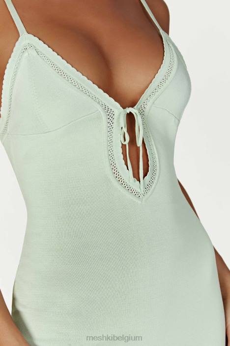 Maia pointelle gebreide maxi-jurk Meshki pistache groen N4JN249 kleding