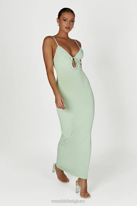 Maia pointelle gebreide maxi-jurk Meshki pistache groen N4JN249 kleding