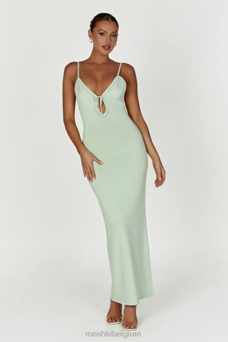 Maia pointelle gebreide maxi-jurk Meshki pistache groen N4JN249 kleding