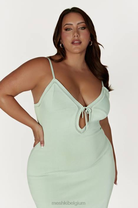 Maia pointelle gebreide maxi-jurk Meshki pistache groen N4JN249 kleding