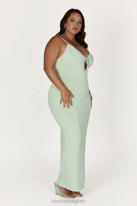 Maia pointelle gebreide maxi-jurk Meshki pistache groen N4JN249 kleding