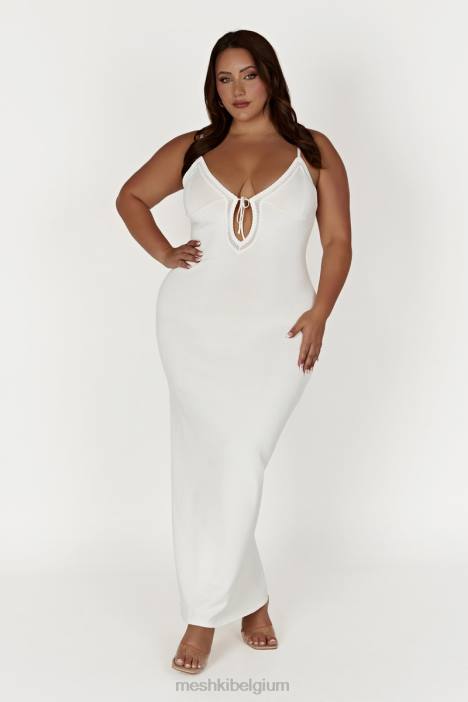 Maia pointelle gebreide maxi-jurk Meshki wit N4JN317 kleding