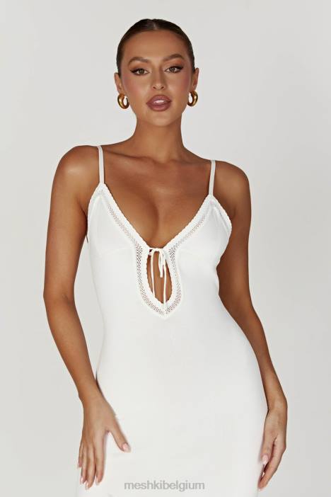Maia pointelle gebreide maxi-jurk Meshki wit N4JN317 kleding