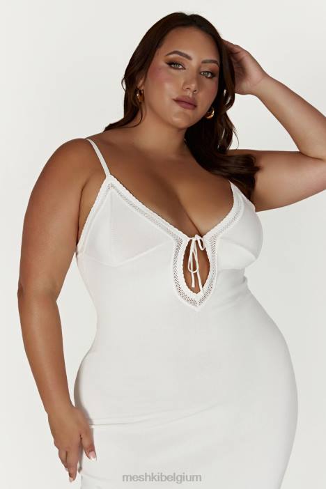 Maia pointelle gebreide maxi-jurk Meshki wit N4JN317 kleding