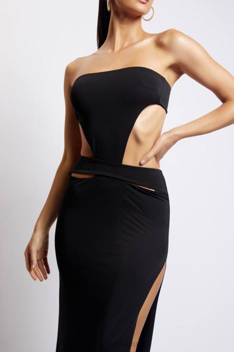 Marissa strapless maxi-jurk met tailleband Meshki zwart N4JN648 kleding