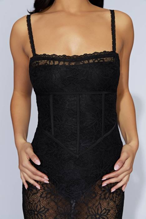 Mathilde kanten korsetjurk Meshki zwart N4JN514 kleding