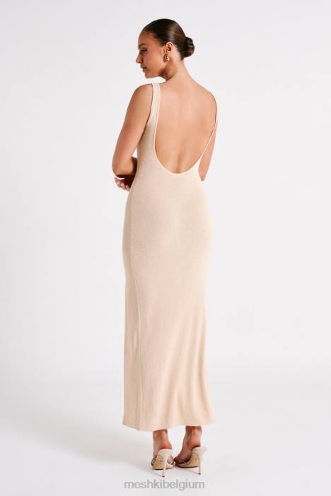 Maxine doorzichtige gebreide maxi-jurk Meshki tarwe N4JN60 kleding