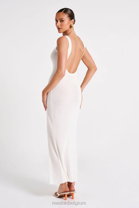 Maxine doorzichtige gebreide maxi-jurk Meshki wit N4JN75 kleding