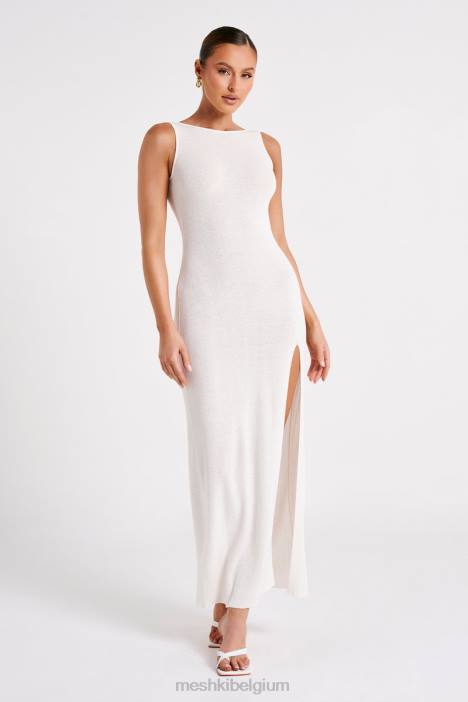 Maxine doorzichtige gebreide maxi-jurk Meshki wit N4JN75 kleding