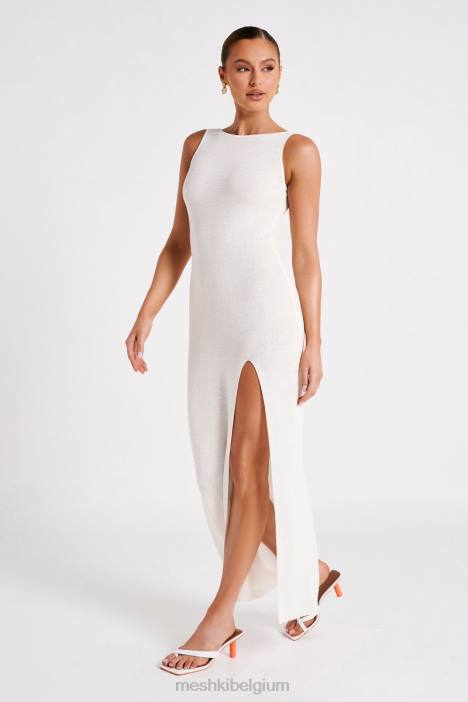 Maxine doorzichtige gebreide maxi-jurk Meshki wit N4JN75 kleding