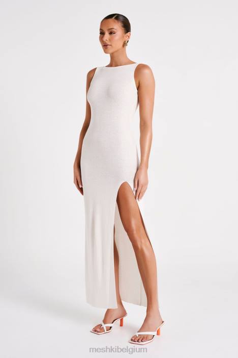 Maxine doorzichtige gebreide maxi-jurk Meshki wit N4JN75 kleding