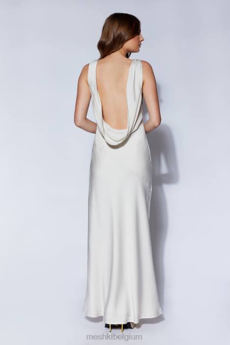 Nadia maxi satijnen jurk met kap aan de achterkant Meshki zilver N4JN66 kleding