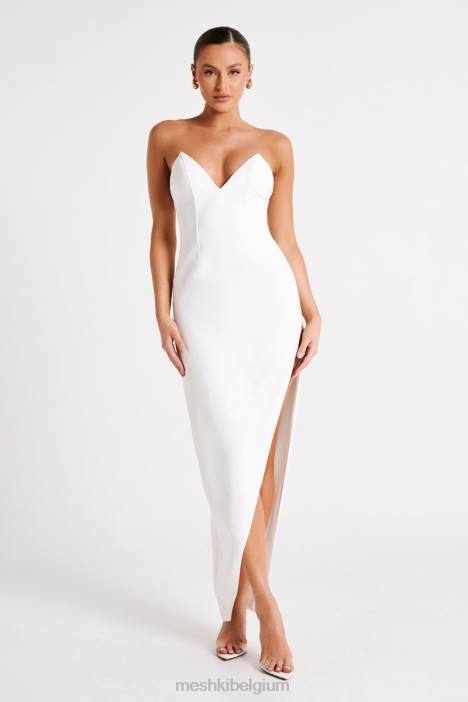 Natasha puntige maxi-jurk met korset Meshki wit N4JN137 kleding