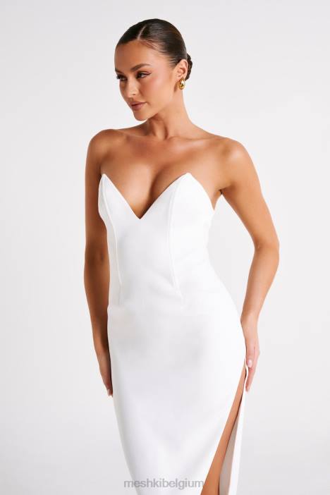 Natasha puntige maxi-jurk met korset Meshki wit N4JN137 kleding