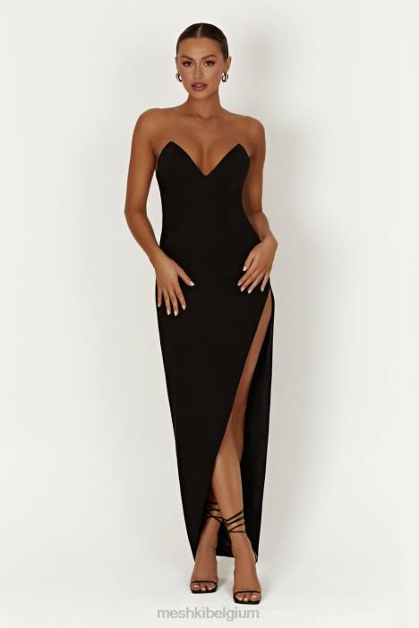 Natasha puntige maxi-jurk met korset Meshki zwart N4JN269 kleding