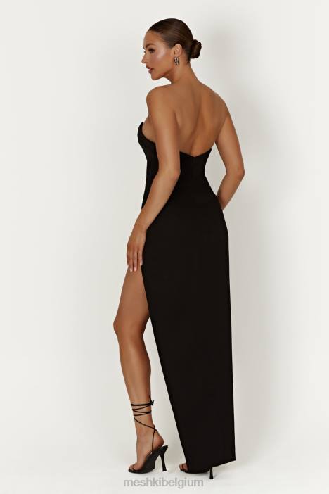 Natasha puntige maxi-jurk met korset Meshki zwart N4JN269 kleding
