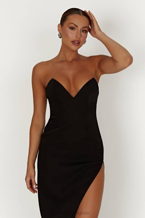 Natasha puntige maxi-jurk met korset Meshki zwart N4JN269 kleding