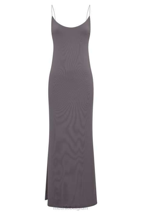 Nikkita gerecyclede nylon maxi-jurk met bandjes Meshki houtskool N4JN104 kleding