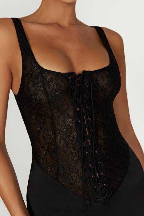 Octavia kanten korset maxi-jurk Meshki zwart N4JN266 kleding