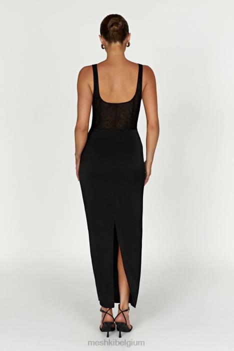 Octavia kanten korset maxi-jurk Meshki zwart N4JN266 kleding