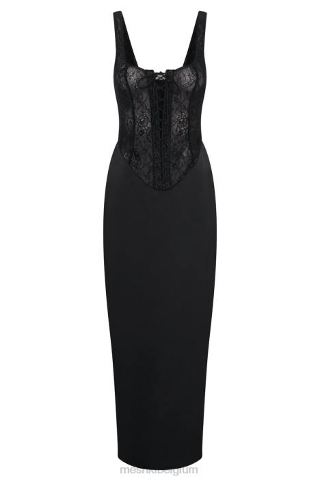 Octavia kanten korset maxi-jurk Meshki zwart N4JN266 kleding
